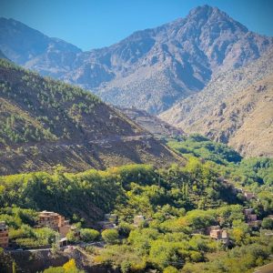 Panoramic view of jagged peaks and valleys in the High Atlas Panoramic view of jagged peaks and valleys in the High Atlas