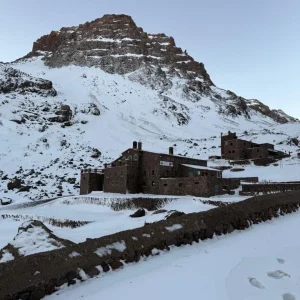 Toubkal refuge interior at 3207m