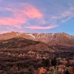 The Imlil Valley Morocco at sunrise, with its agricultural terraces and traditional water channels.