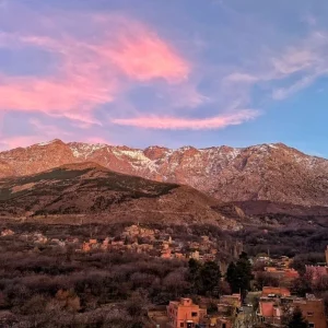 The Imlil Valley in Morocco at sunrise, with its agricultural terraces and traditional water channels. The Imlil Valley in Morocco at sunrise, with its agricultural terraces and traditional water channels.