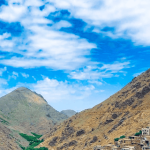 Road from imlil Marrakech with changing landscape and foothills