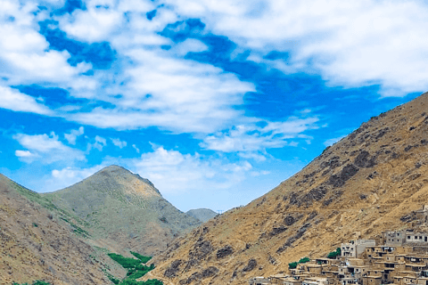 Road from imlil Marrakech with changing landscape and foothills
